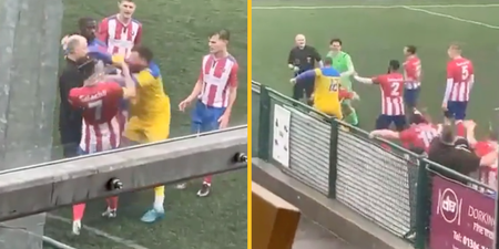 Referee attacked after showing red card as brawl breaks out in non-league match