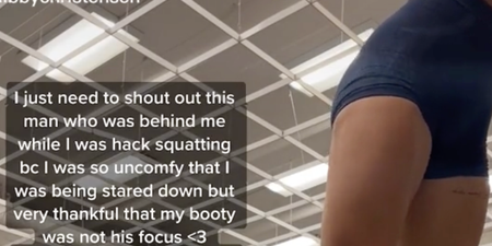 Woman thanks man for not staring at her while she did squats at the gym