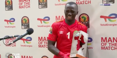 Sierra Leone goalkeeper bursts into tears as he receives MOTM award