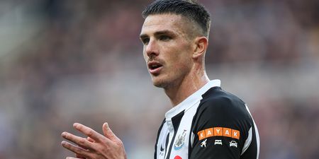 Ciaran Clark punches opponent during Newcastle’s friendly match in Saudi Arabia