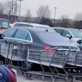 Frustrated shoppers take revenge on double parked Mercedes in car park