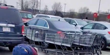 Frustrated shoppers take revenge on double parked Mercedes in car park