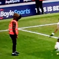 Steward goes onto pitch in the middle of Birmingham-Luton game