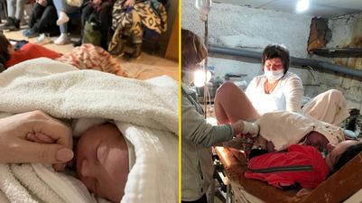 Mum, 23, gives birth to baby in Kyiv underground station as Russia bombs city