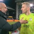 Pep Guardiola and Vicente Guaita in heated exchange after Crystal Palace hold Man City