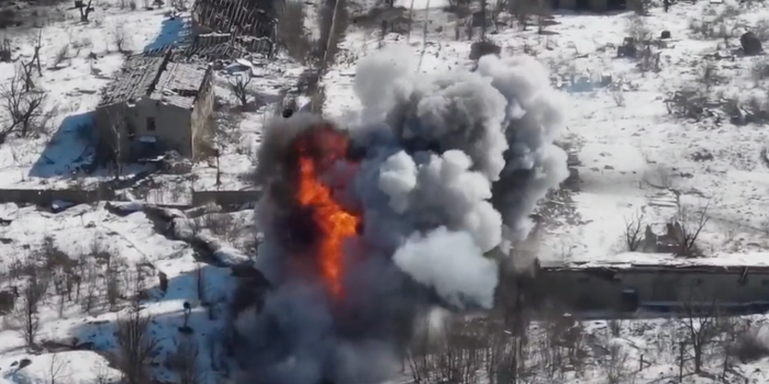 Russian tank destroyed in drone video