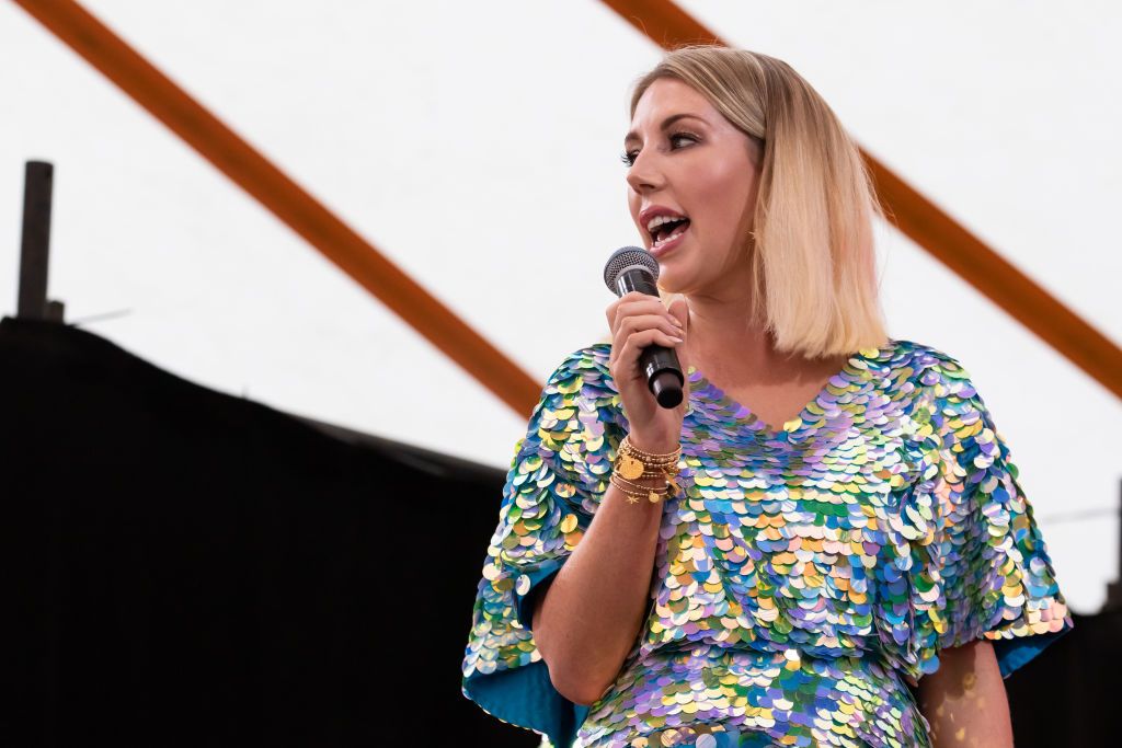 SOUTHWOLD, ENGLAND - JULY 20: Katherine Ryan perform on stage during Latitude Festival 2019 at Henham Park on July 20, 2019 in Southwold, England. (Photo by Carla Speight/Getty Images)