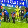 Glass on pitch delays second half of Old Firm