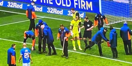 Glass on pitch delays second half of Old Firm