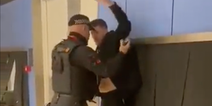 Video shows Tommy Robinson ‘in scuffle with airport police after being deported from Mexico’