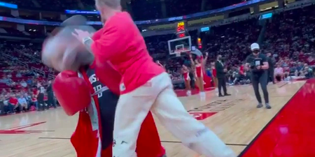 Video shows Jake Paul secure his latest KO – against a mascot at basketball game