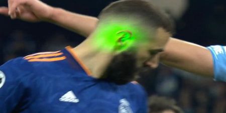 Karim Benzema targeted by laser before panenka penalty against Man City