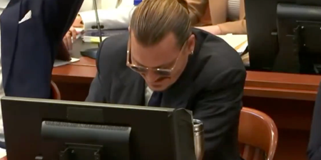Johnny Depp reacts after Amber Heard’s lawyer impersonates his voice in court