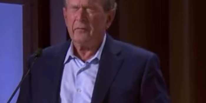 Moment George W Bush accidentally condemns his own ‘brutal Iraq invasion’ instead of Ukraine