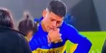 Former Man Utd man Marcos Rojo enjoys cigarette and beer on pitch after cup win