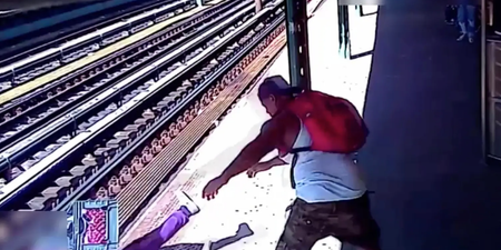 Horrific moment homeless woman thrown on to tracks by man who argued with her