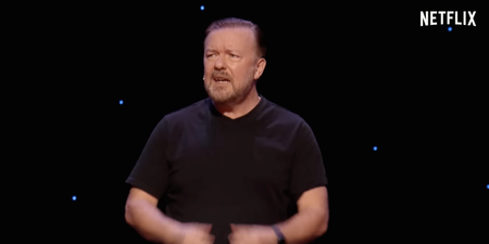 In his most Ricky Gervais moment yet, comedian makes hate crime joke about his audience