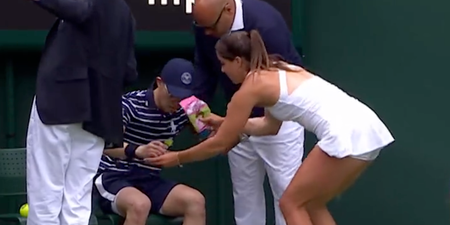 Heartwarming moment Wimbledon match halted as Brit star rushes to ill ball boy – gives him Percy Pigs