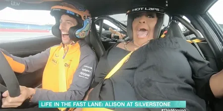 Alison Hammond has Dermot O’Leary in hysterics after apologising for ‘all that juice bouncing around’ during hot lap