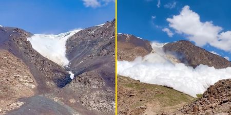 Hiker films dramatic moment he is swallowed by huge glacier collapse in Kyrgyzstan