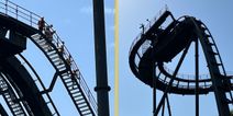 Alton Towers: Terrifying moment thrillseekers are forced to climb down Oblivion Roller Coaster