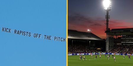 ‘Kick rapists off the pitch’ banner flown over Premier League opener