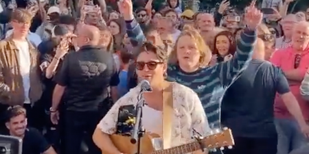 Niall Horan and Lewis Capaldi recorded busking on the streets of Dublin
