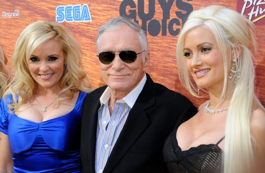 TV Personalities Bridget Marquardt, Hugh Hefner and Holly Madison arrives to Spike TV's 2nd Annual Guys Choice Awards at Sony Studios on May 30, 2008 in Culver City, California. (Photo by Jeff Kravitz/FilmMagic)