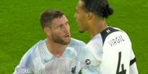 “That’s your ball!” – James Milner climbs into Virgil Van Dijk after Sancho goal