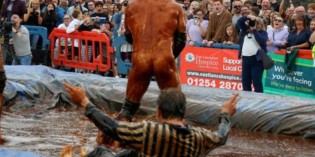 Thousands of revellers descend on pub garden as ‘world gravy wrestling championships’ return