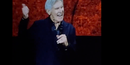 Harrison Ford chokes up with tears on stage as he debuts trailer for his final Indiana Jones movie