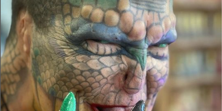 Body mod enthusiast says son rejected her after she became the world’s first ‘dragon’ person