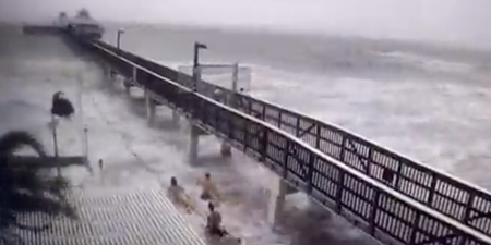 Shocking footage shows three Florida men trying to take a swim during Hurricane Ian