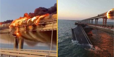 Massive explosion destroys only bridge linking Crimea to Russia