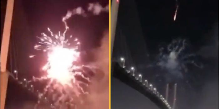 Person shoots fireworks at Just Stop Oil protestors