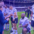 Fiji rugby players respectfully kneel for Princess Anne before Scotland match