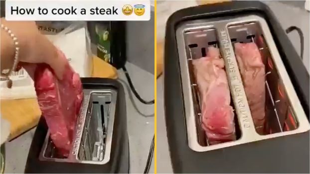 Fire service tells people not to cook steaks in the toaster