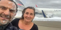 Couple take selfie after surviving disastrous plane crash