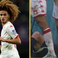 Hannibal Mejbri nearly causes scrap from the bench after throwing ball at Australia player