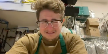 Starbucks worker breaks down in tears after they're scheduled to work 8 hours