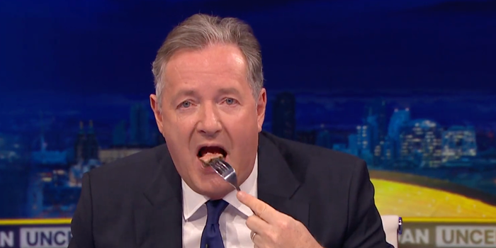 Piers Morgan eats steak in front of vegan activist