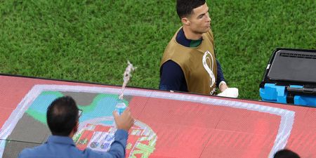 Fan thrown out of stadium for throwing water at Cristiano Ronaldo