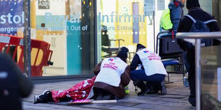 Striking nurses break picket line to help man who had collapsed