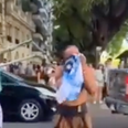 Homeless man cries tears of joy after being gifted Argentina shirt to join in celebrations