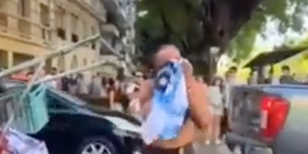 Homeless man cries tears of joy after being gifted Argentina shirt to join in celebrations
