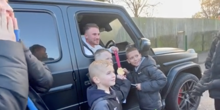 Alexis Mac Allister lets young Brighton fans hold his World Cup medal