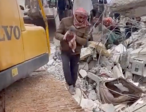 Harrowing moment baby rescued after being born under rubble of Monday’s earthquake