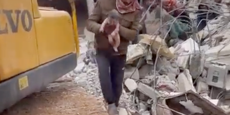 Harrowing moment baby rescued after being born under rubble of Monday’s earthquake