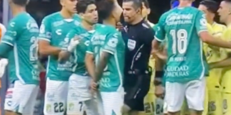 Referee knees player in the groin during game in Mexico