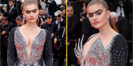 Unibrow model Sophia Hadjipanteli stuns on Cannes red carpet as she attends Killers of the Flower Moon premiere